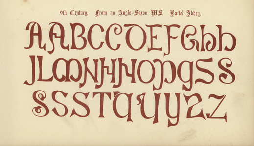 9th Century, from an Anglo-Saxon MS, Battel Abbey (engraving)