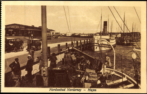 Norderney Island, view of steamers in the harbour