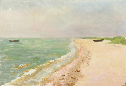 View of the Baltic Sea, 1950s (oil on card)