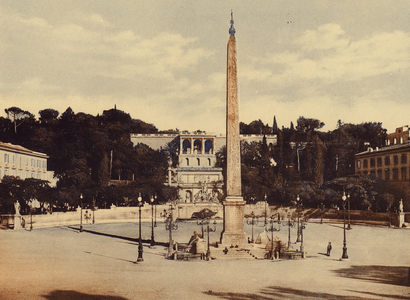 Roma / Rome: Piazza del Popolo e ingresso del Monte Pincio (coloured photo)