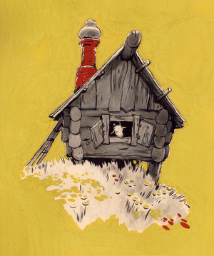 Illustration from 'The Wolf and the Seven Young Kids' (gouache on paper)