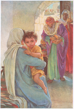 The Adoration of the Magi,  (colour litho)