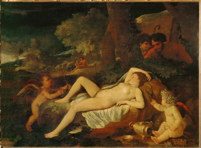 Reclining Venus and Amor (oil on canvas)