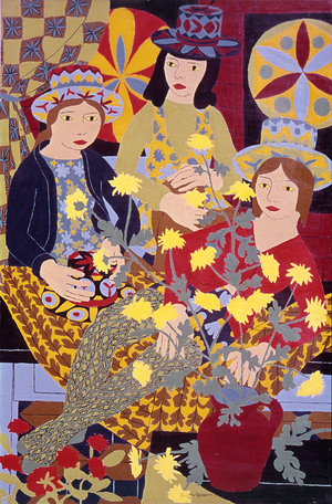 Real Flowers and Painted Hats, 1969 (oil on board)