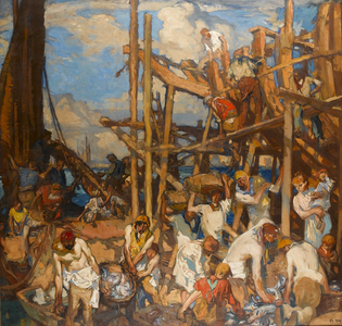 Landing the Catch: Boat Building in the Harbour, 1914
