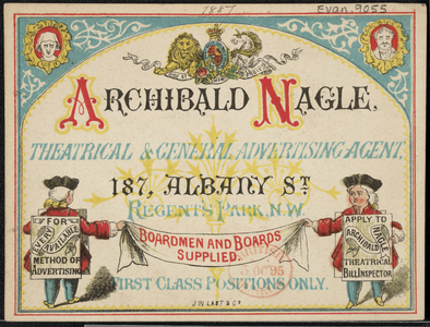 Advert For Archibald Neagle, Advertising Agent, 1887 (coloured engraving)