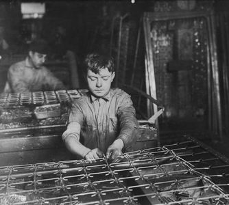 Linking Bed Springs (b/w photo)