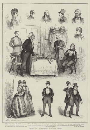 Sketches from "The Magistrate" at the Court Theatre (engraving)