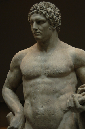Roman Art. Marble statue of a youthful Hercules. Early Imperial, Flavian. (68-98).