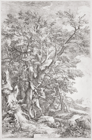 The Rescue of the Infant Oedipus, 1663 (etching with drypoint on paper)