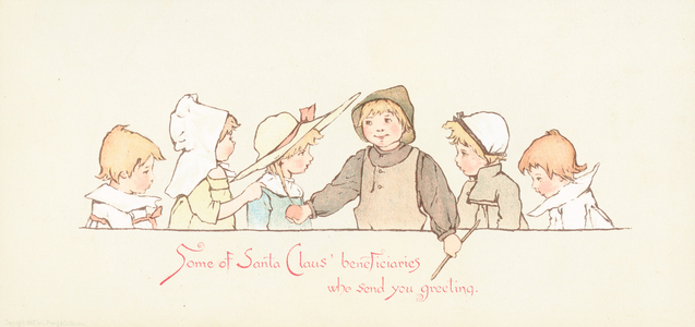 Santa's Beneficiaries, Christmas Card (chromolitho)