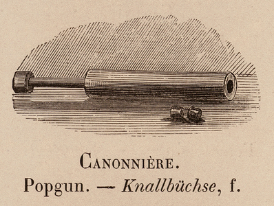 Le Vocabulaire Illustre: Canonniere; Popgun; Knallbuchse (engraving)