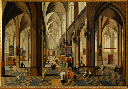 Interior of the cathedral of Antwerp (painting on oakwood)