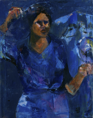 Blue Woman with Mirror (acrylic on canvas)
