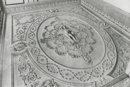 Ceiling formerly at Beacon House, Painswick, dated 1769 (b/w photo)