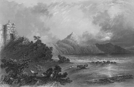 Remains of the Port of Seleucia, near Suadeah, Mount Casius in the distance (engraving)