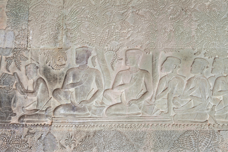Bas reliefs on the southern gallery of Angkor wat, Cambodia
