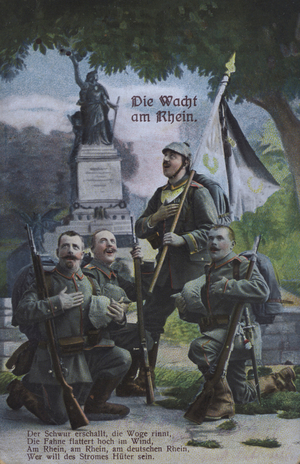 The watch on the Rhine (colour litho)