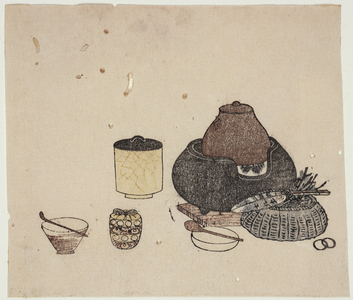 Tea Utensils for the Hatsugama, 1788 (woodblock print)