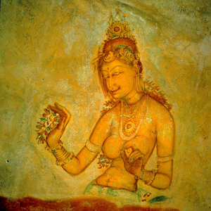 Fresco of a "Cloud Girl" on the Sigiriya Rock, Sri Lanka, 1997 (photo)