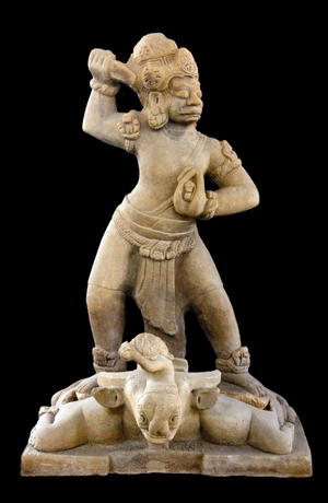 Vietnam: A sandstone Cham interpretation of Dvarapala, a door or gate guardian, 9th - 10th century, Cham Museum, Danang