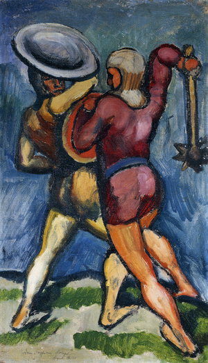 Two Warriors; Zwei Kampfende, 1910 (oil on canvas)