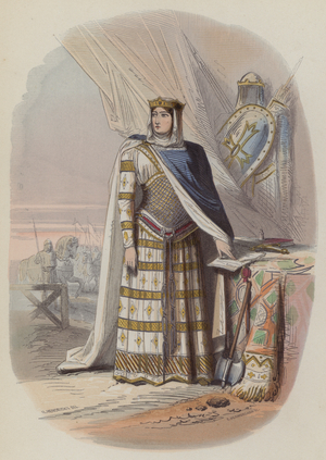 Richilde, Countess of Hainaut, Countess Consort and Regent of Flanders (coloured engraving)