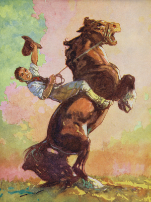 Aesop's Fables: The Horse and the Stag (colour litho)