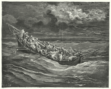 Gustave Dores Don Quixote: "Zoraida all this while hid her face, that she might not see her father" (engraving)