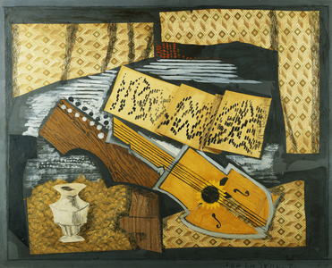 Still Life with Guitar; Naturaleza Muerta con Guitarra, 1930 (collage and gouache on card)