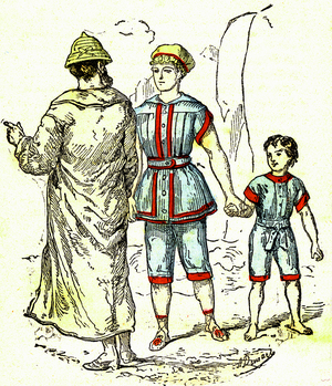 Hygiene bathing.The seaside. 1881 (engraving)