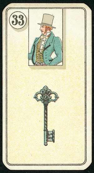 Key, close by, successful completion of an enterprise (colour litho)