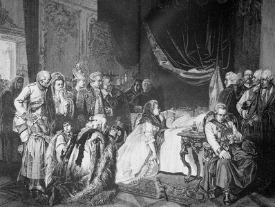 Historical illustration showing the last day of emperor Joseph II.