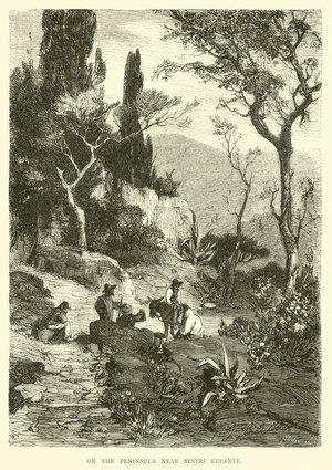 On the Peninsula near Sestri Levante (engraving)