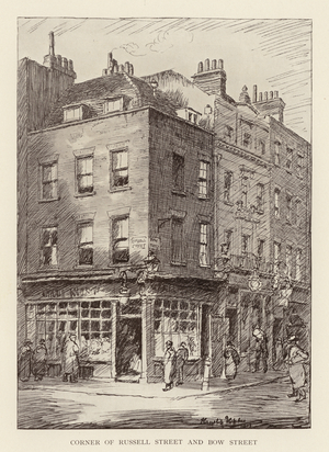 London: Corner of Russell Street and Bow Street (litho)