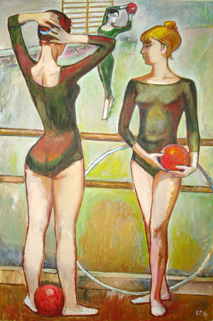 Gymnast Girls, 1970 (oil on canvas)