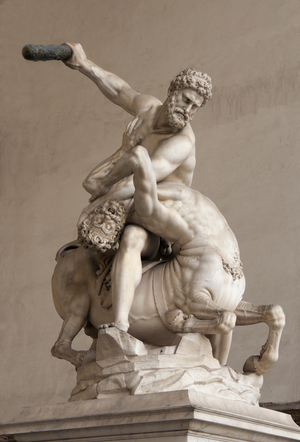 Italy: 'Hercules beating the Centaur Nessus', Loggia dei Lanzi, Piazza della Signoria, Florence. Sculpted by Giambologna (1529 - 1608) and Pietro Francavilla, 1599