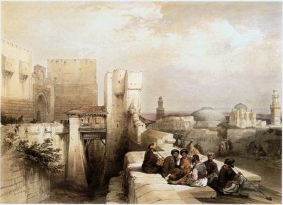 In the Holy Land: Jerusalem, entrance to the citadel (engraving)