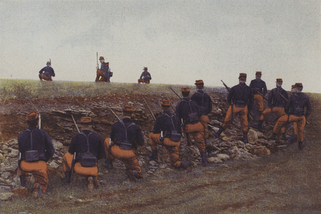 French infantry on manoeuvres (colour photo)