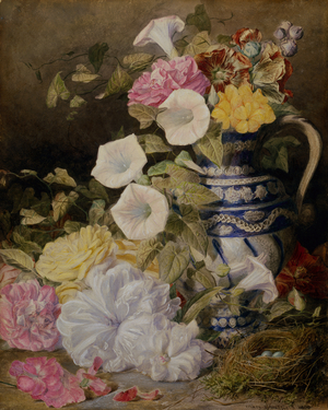 A Still Life with a Vase of Flowers, 1860 (w/c)