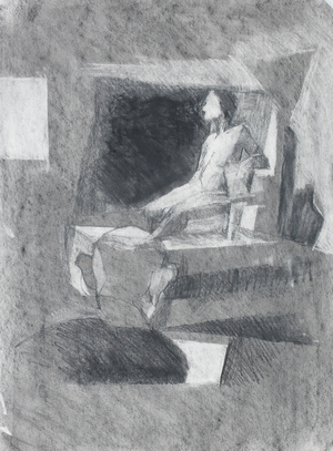 Drawing, Back Row, 2017, (graphite and charcoal on paper)