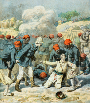 The death of Lieutenant Lecerf in the battle of Napa, 1894 (illustration)