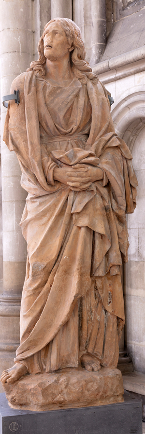 Interior, statue of provenance of a portal from the outside (?)