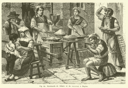 Marchands de friture et de macaroni a Naples (engraving)