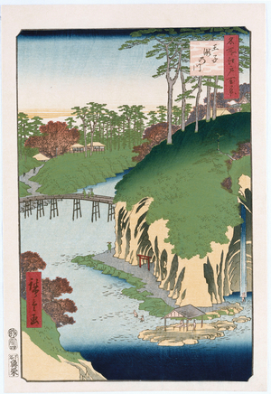 River of Waterfalls, Oji', from the series 'One Hundred Views of Famous Places in Edo' (colour woodblock print)