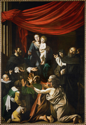 Madonna of the Rosary with Saint Dominic and Saint Peter Martyr (oil on canvas)