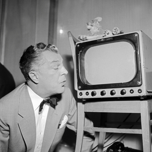 German actor Viktor de Kowa and a small Telefunken TV