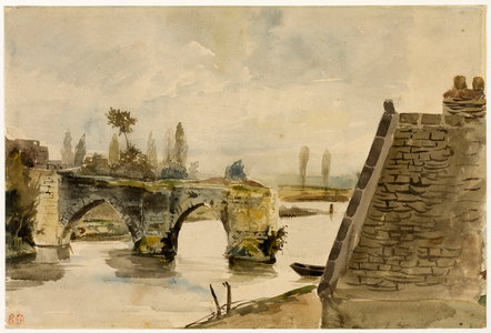 The Old Bridge at Nantes, c.1827 (w/c on cream wove paper)