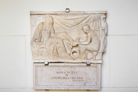 Sarcophagus relief with scene of nova nupta (marble)