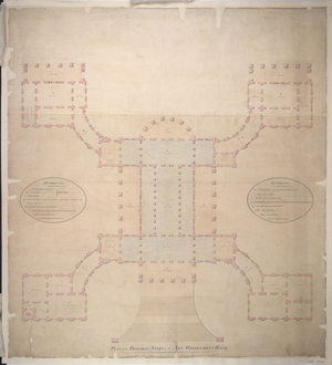 Plan of the principal storey of the New Government House, Calcutta, 1804 (pen & ink on paper)